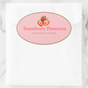 Sticker Ovale Conserves de cuisine autocollants-Fraises