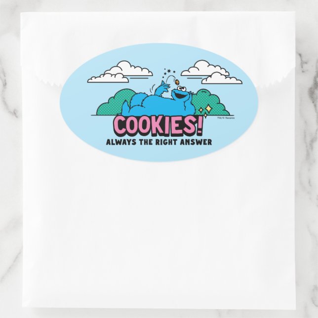 Sticker Ovale Cookie Monster | Les cookies sont toujours la bonn (Sac)