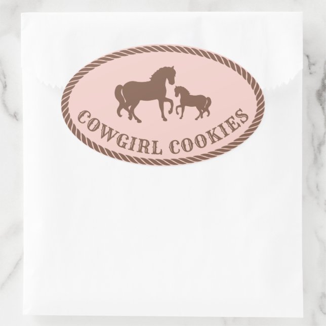 Sticker Ovale Cookies de fille | Cheval (Sac)