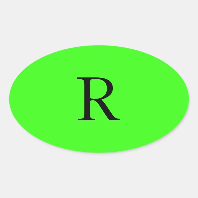 Sticker Ovale Cool couleur unie vert néon initial (Devant)