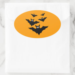 Sticker Ovale Cool mignon chauves chauves-souris Black Flying Ha