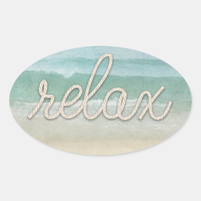 Sticker Ovale Corde nautique Texte Relax sur Océan (Devant)