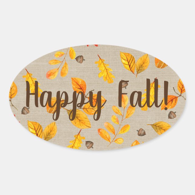 Sticker Ovale cors d'automne et feuille (Devant)