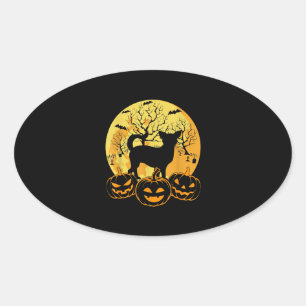 Sticker Ovale Costumes d'Halloween cool Chihuahua Amoureux de le