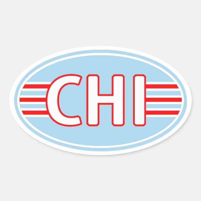 Sticker Ovale Couleurs du drapeau CHI Chicago (Devant)
