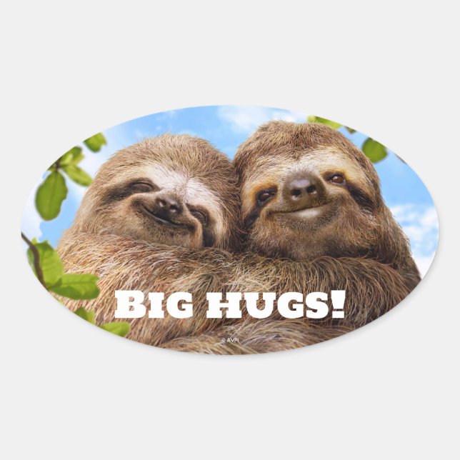 Sticker Ovale Couple de paresseux (Devant)