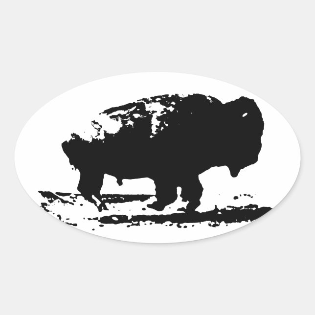 Sticker Ovale Courir Buffalo Bison Pop Art (Devant)
