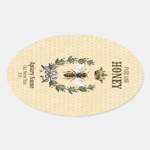 Sticker Ovale Couronne et guirlande de rucher de miel