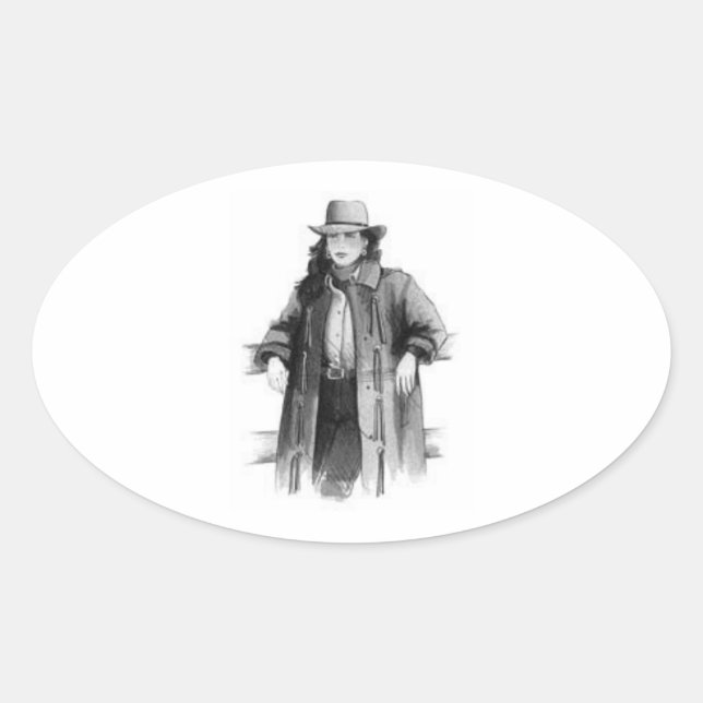 Sticker Ovale Cowgirl (Devant)