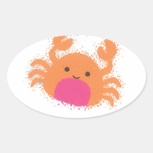 Sticker Ovale Crabe caricaturale orange