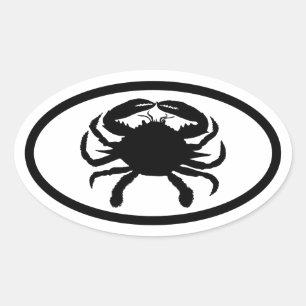 Sticker Ovale Crabe noir et blanc