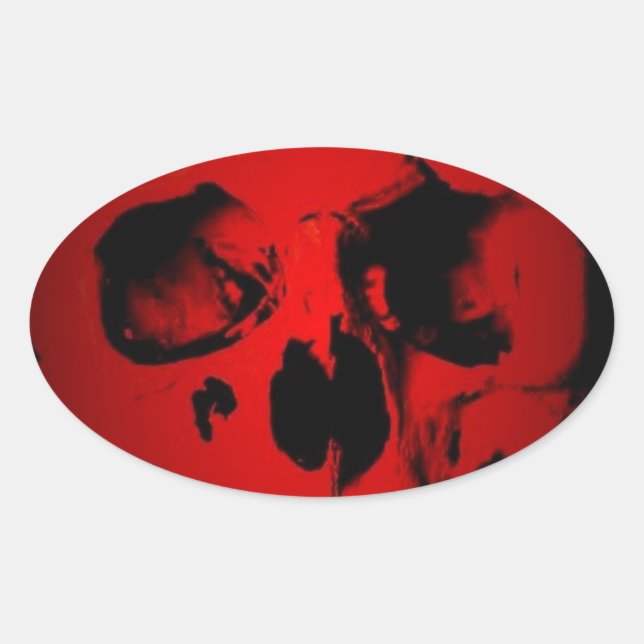 Sticker Ovale Crâne rouge (Devant)
