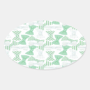 Sticker Ovale Cravates en bois vert et bleu