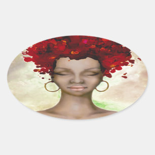 Sticker Ovale Crazy Red Hair Matin