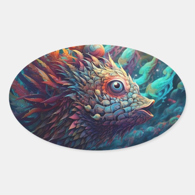Sticker Ovale Créature psychédélique Trippy (Devant)