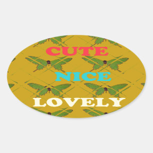 Sticker Ovale Créez Votre Propre Cute Nice Beau Papillon Vintage