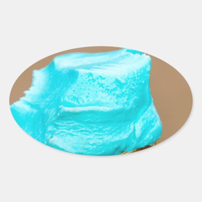 Sticker Ovale Crème glacée avec macro gaufre (Devant)