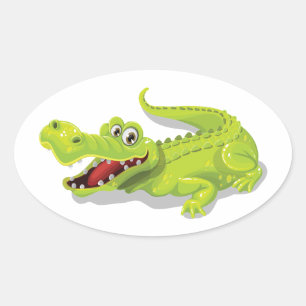 Sticker Ovale Crocodile de bande dessinée