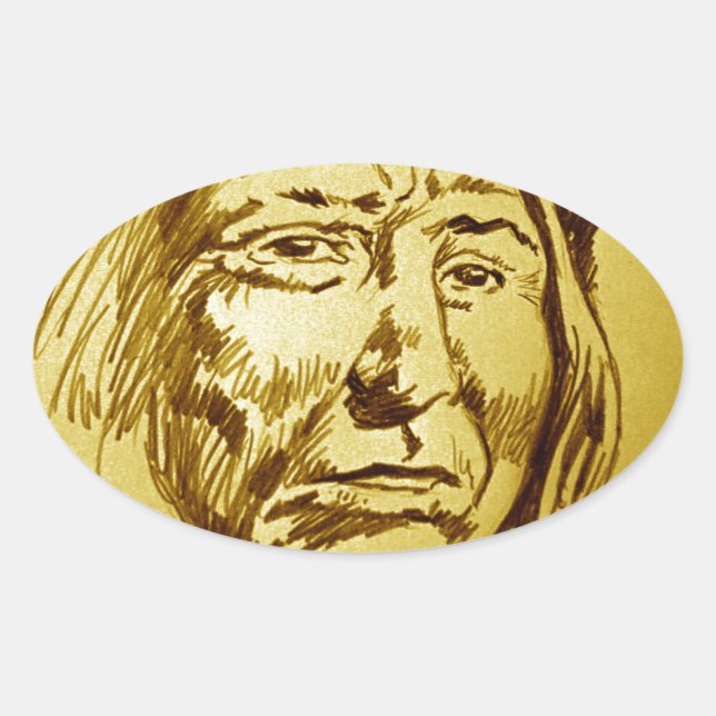 Sticker Ovale Croquis en chef indien (Devant)