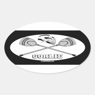 Sticker Ovale Crosse bâtons de gardien blanc avec GOALIE