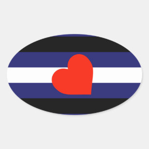 STICKER OVALE CUIR FIERTE RAYÉ COEUR HORIZONTAL - 2014 FIERTE