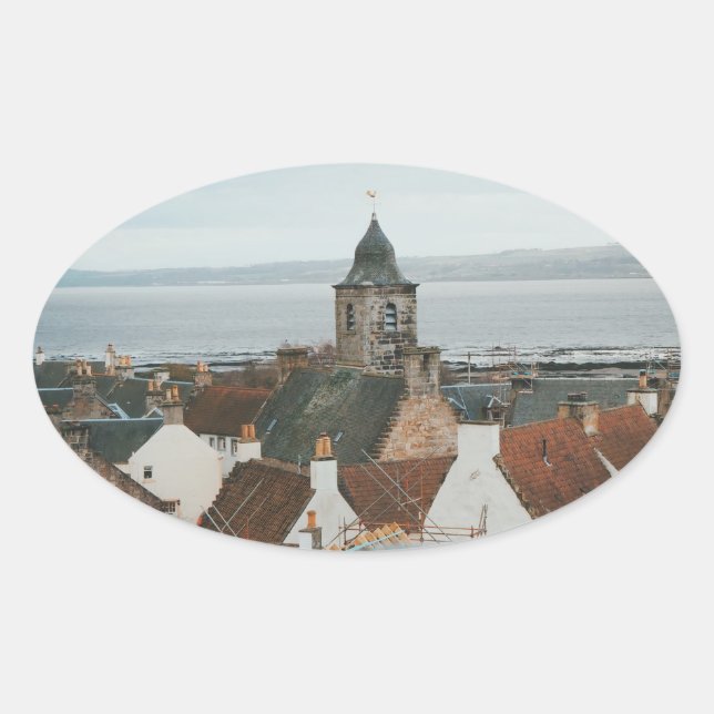 Sticker Ovale Culross Village, Fife, Écosse (Devant)