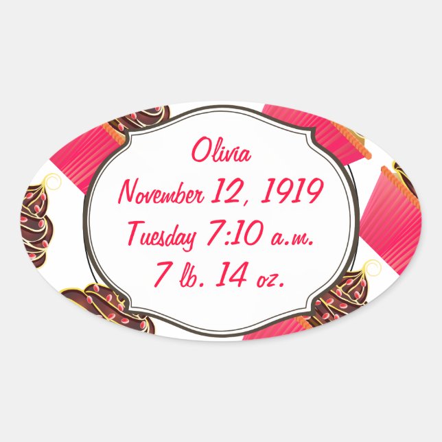 Sticker Ovale Cupcakes (Devant)