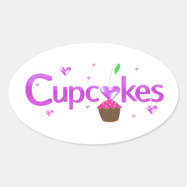 Sticker Ovale Cupcakes (Devant)
