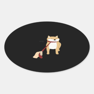 Sticker Ovale Cute shiba inu   Nope chien drôle design