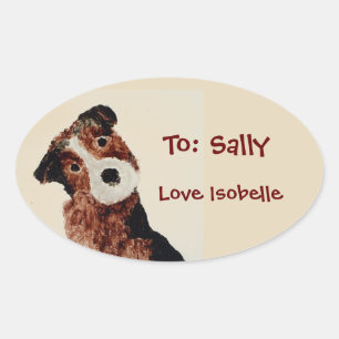 Sticker Ovale Cute Terrier Chien
