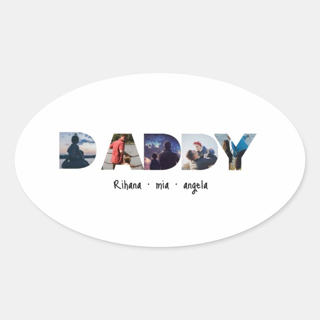 Sticker Ovale Daddy Father's day personalized photo gift  (Devant)