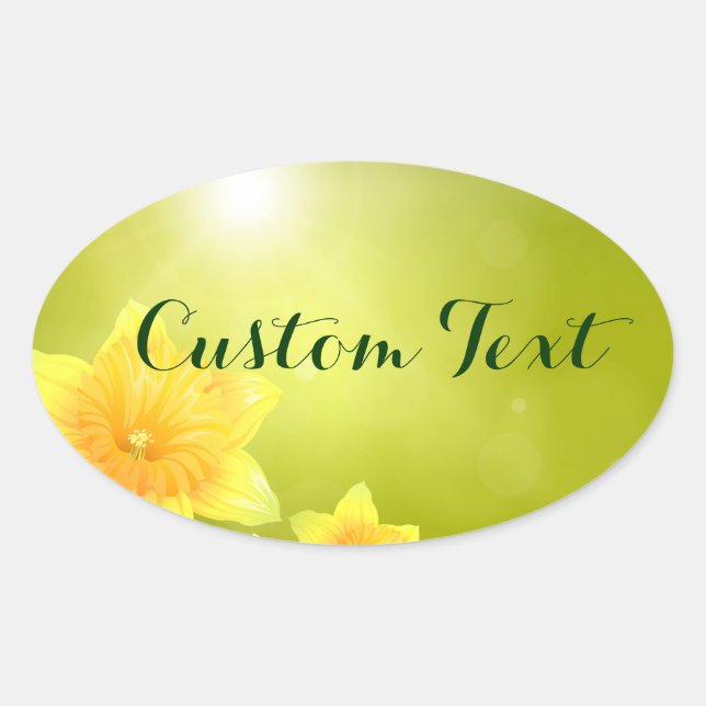 Sticker Ovale Daffodiles jaunes Fleurs de printemps (Devant)