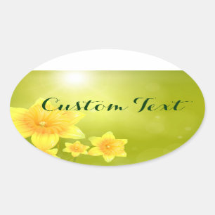 Sticker Ovale Daffodiles jaunes Fleurs de printemps