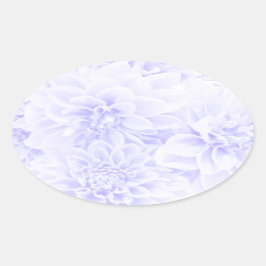 Sticker Ovale Dahlias En Bleu