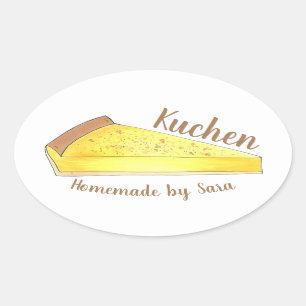 Sticker Ovale Dakota Kuchen Slice de gâteau de dessert allemand 