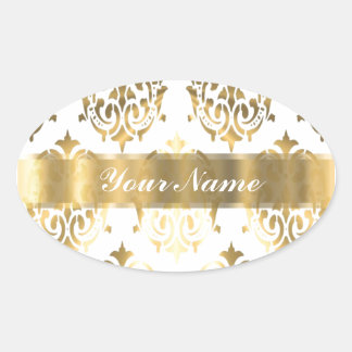 Sticker Ovale Damas blanc et or