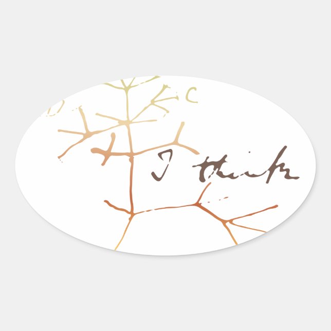 Sticker Ovale Darwin arbre de vie : Je pense (Devant)