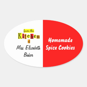 Sticker Ovale De la cuisine de Retro Red Yellow Canning