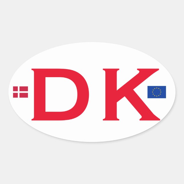 Sticker ovale de style DK Danemark (Devant)