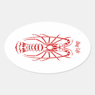 Sticker Ovale Décalque de langouste de la vie d'insecte