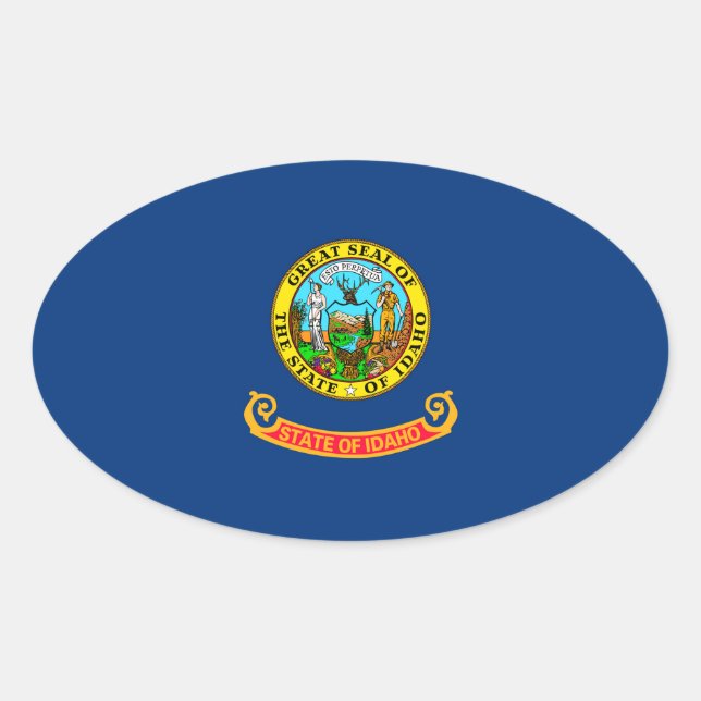 Sticker Ovale Décor Design Drapeau D'État Idaho (Devant)