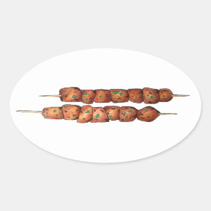 Sticker Ovale Délicieux Souvlaki Viande Porc brochette Cuisine g