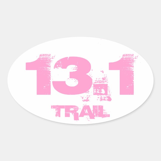 Sticker Ovale Demi-Marathon 13.1 Piste Ovale Décal rose Sur Blan (Devant)