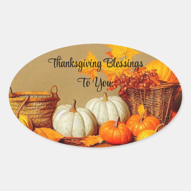 Sticker ovale des Bénédictions de Thanksgiving (Devant)