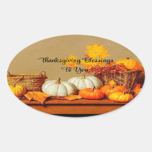 Sticker ovale des Bénédictions de Thanksgiving