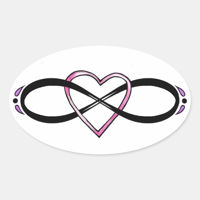 Sticker Ovale Design d'amour infini (Devant)