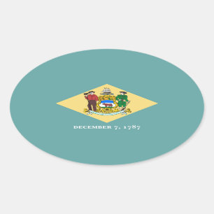 Sticker Ovale Design de drapeau d'état du Delaware