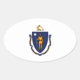 Sticker Ovale Design du drapeau d'État du Massachusetts