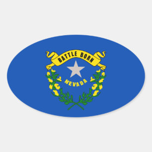 Sticker Ovale Design du drapeau d'état du Nevada