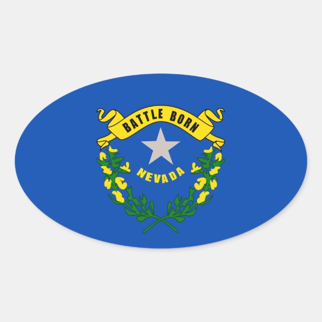 Sticker Ovale Design du drapeau d'état du Nevada (Devant)